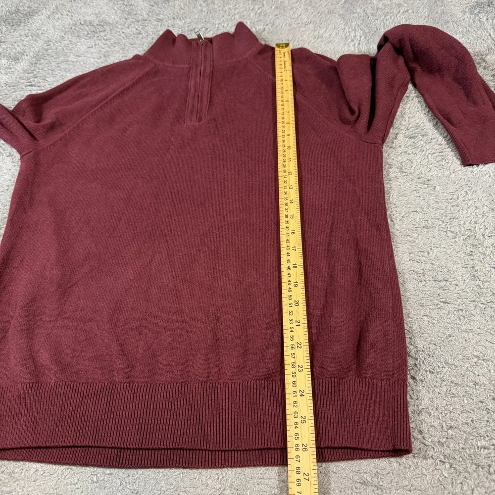 Banana Republic Mens Quarter Zip Pullover Sweater Size M Burgundy Cotton Blend